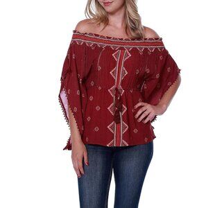 Skylar & Jade Women's  Off The Shoulder Woven Kaftan Poncho Top Size Small  NWT